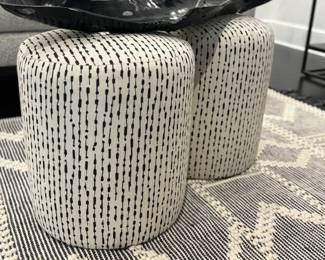 UPHOLSTERED OTTOMANS BLACK AND WHITE