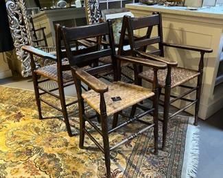 Four Billiards Stools with rush seats