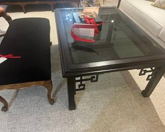 Fretwork coffee table and french bench