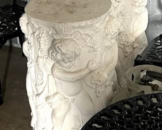 Pair cherub pedestals, table height