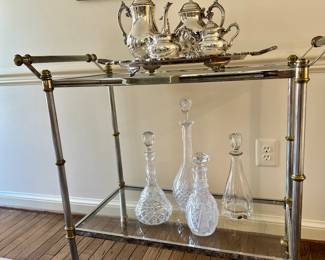 Chrome and brass bar cart