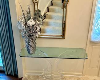 Lucite and glass Console