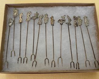 Mexico Silver Cocktail Party Picks / Forks
