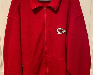 EUC Eddie Bauer KC Chiefs NFL Football Red Fleece Zip-Up Jacket Medium Kansas City