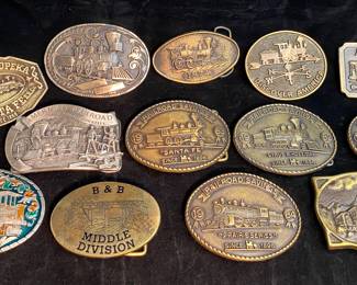 Train Related Belt Buckles 1970’s / 1980’s ; Atchison, Topeka, Santa Fe