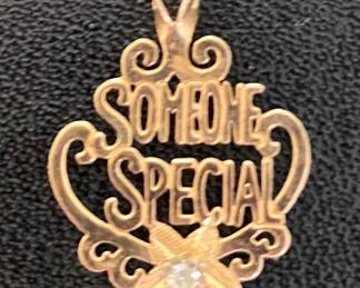 14k Gold Small Pendant w/ Diamond "Someone Special"