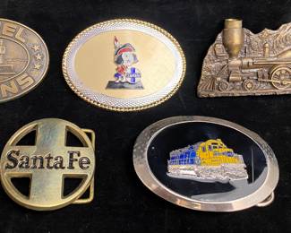 More Vintage Belt Buckles: Lionel Trains, Santa Fe Circle BB, Santa Fe, Captain Hawks Sky Patrol Pipe Buckle