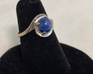 Vintage 10k Kt Karat White Gold & Sapphire Ring (Size 7)