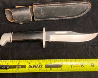BUCK 119-A Fixed Blade Knife w/ Original Buck Black Leather Sheath U.S.A.