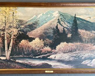 Large (~50.5”x26.5”) “White Mountains” by Robert Wood • Mid Century Art Artwork