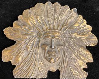 Sioux Chief Sitting Bull Brass Belt Buckle Native American Indian