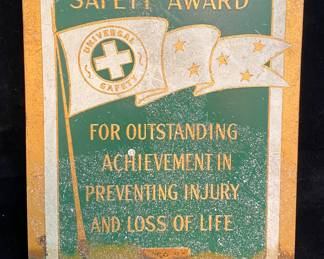 8”x6” Metal Brass Copper Vintage Safety Award Sign