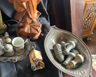 silverplate items, and various antique and vintage figurines