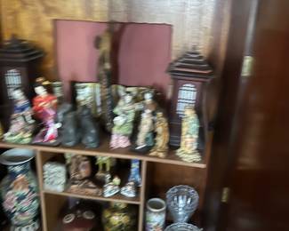 collectibles on vintage furniture