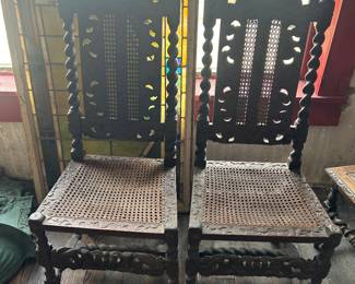 match pair of english side chairs with cane bottom