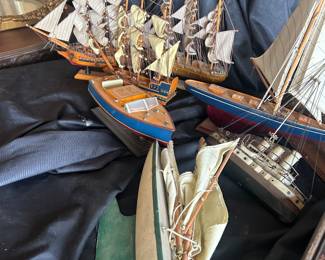 dozens of vintage model ships