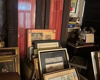 hundreds of pcs of artwork, two door wardrobe