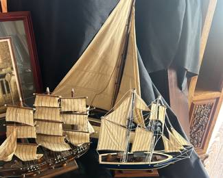 dozens of antique ships, cast iron fountain