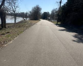 view from street going towards house, canal on left side in Sumner 