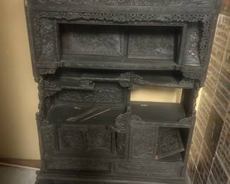 antique teak wood cabinet which needs complete restoration