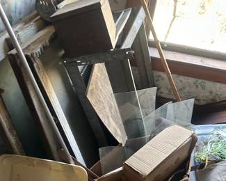 misc boxed items in closet