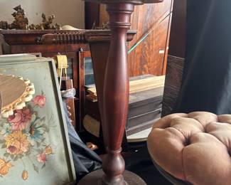 painted tray, fenton art glass, piano stool, empire pedestal