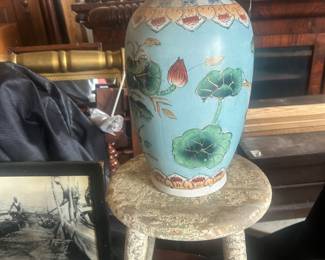 shabby chic style stool, asian vases and furniture to be sold