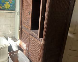 bamboo cabinet in master bathroom