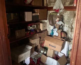 boxes of items in closet, have fun exploring