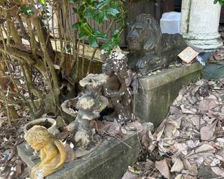 garden items on front steps of house