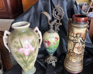 vintage and antique vases, ewers, and steins