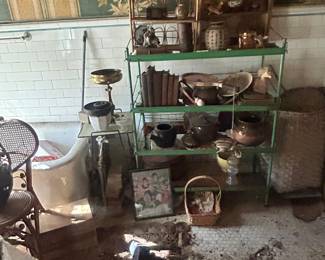 misc items on shelves in master bathroom