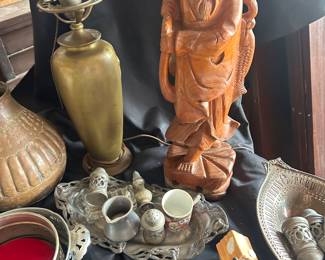 hundreds of pcs of lamps, figurines , silverplate and pottery