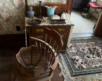 antique furniture, rug, glassware collectibles