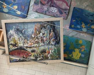 artwork in master bathroom