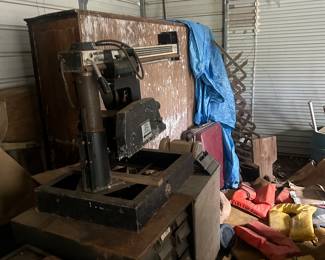 shop tools, fishing items, storage cabinets in outside storage buildings