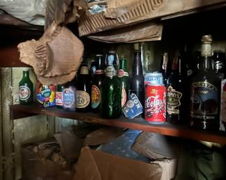 vintage and antique bottles in one of many closets