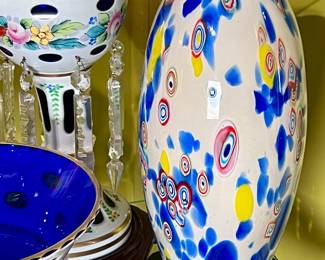 Bulleye Murrines Heavy Art Glass Vase