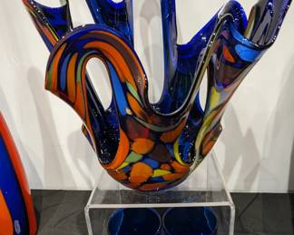 Large Blown Glass Art - MidCentury Modern Vase / $160 