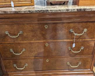 Hickory and White Marble Top Oversized Nightstands (set of 2) / $800