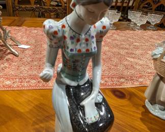 Vintage Hollohaza Hungary "Girl Sewing" hand painted porcelain / $50 (Price is negotiable)