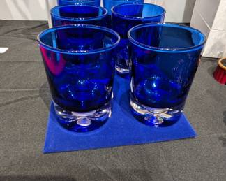 MURANO 6pc Blue Hand Blown Glass Art (Controlled Bubble Technique on Bottom) / $150 (price negotiable)