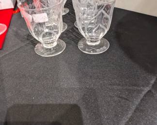 6pc Mint Condition Crystal Clear Etched Glass Set / $40