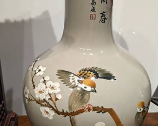 Large Vintage Hand Painted Asian Vase $125