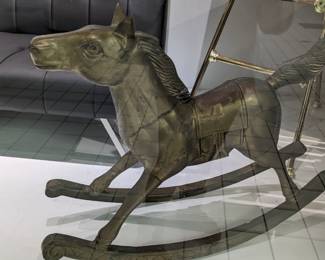 Vintage Brass Rocking Horse 27" tall 32" long  $1100