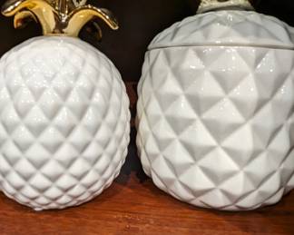 Ceramic Pineapple Cookie Jar $25 / Ceramic Pineapple Counter Top Decor $20