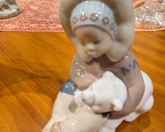 Lladro Figurine "Eskimo Child Paying with Polar Bear" / $30