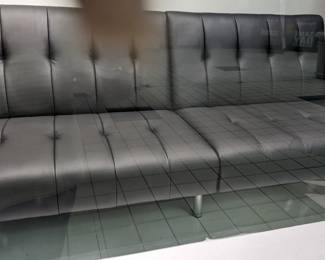 Black Leather Futon $250