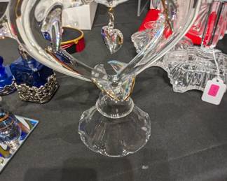 Large Hand Blown Glass Art (Dolphins holding heart) / $40