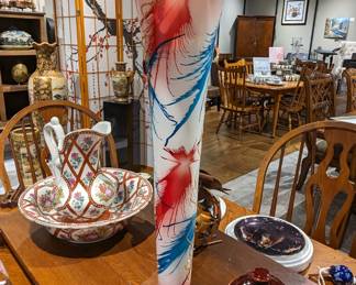 Hand blown glass vase made in Italy. Hand painted / $75